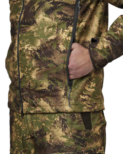 Axis Forest coloured Harkila Deer Stalker Camo WSP Fleece Jacket on white background 