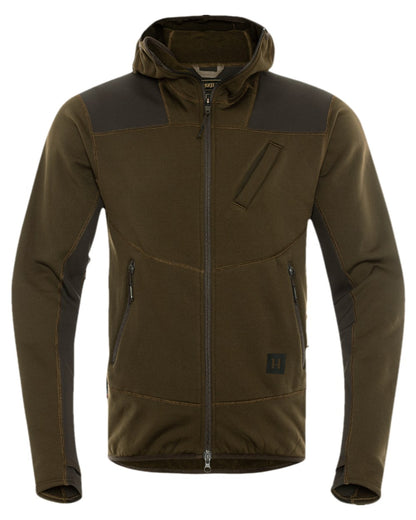 Willow Green Shadow Brown Coloured Harkila Deer Stalker Fleece Hoodie on white background 