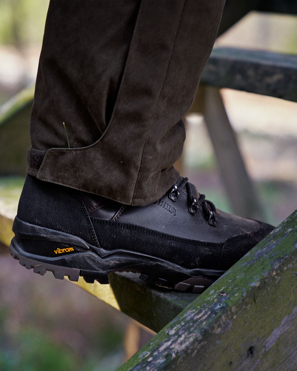 Dark Brown Coloured Harkila Driven Hunt 2.0 GTX Boots on outdoor background 