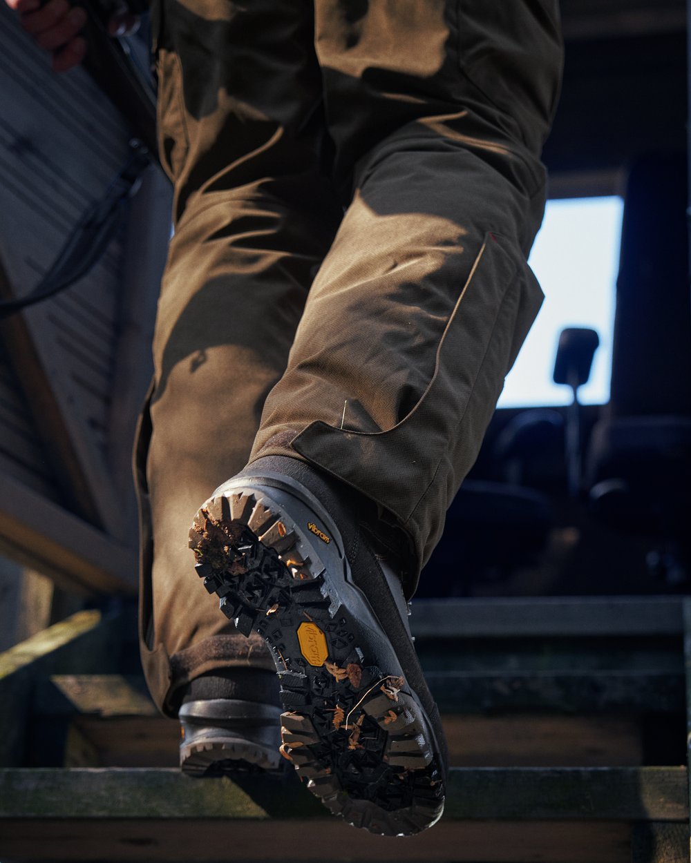 Dark Brown Coloured Harkila Driven Hunt 2.0 GTX Boots on outdoor background 