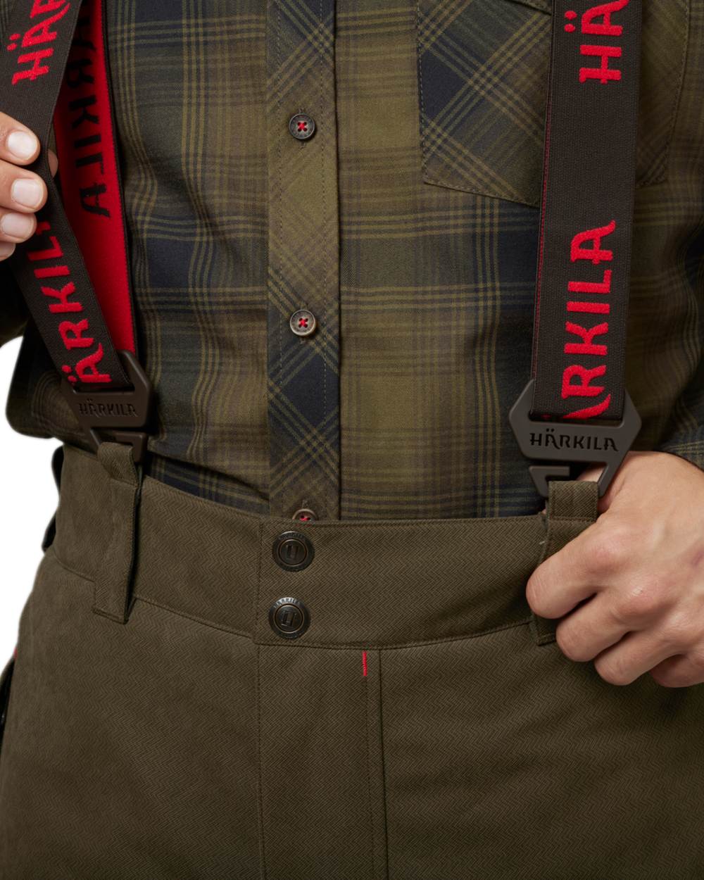 Willow Green Coloured Harkila Driven Hunt HWS Insulated Trousers on white background 