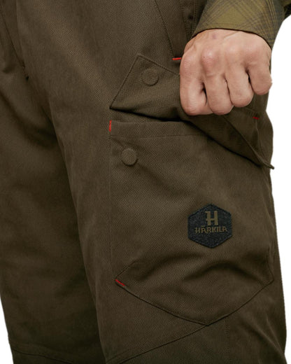 Willow Green Coloured Harkila Driven Hunt HWS Insulated Trousers on white background 