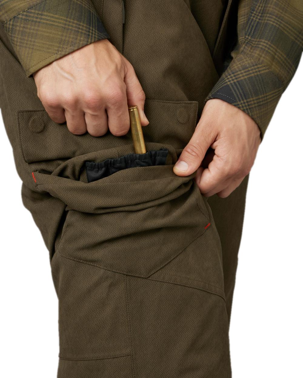 Willow Green Coloured Harkila Driven Hunt HWS Insulated Trousers on white background 