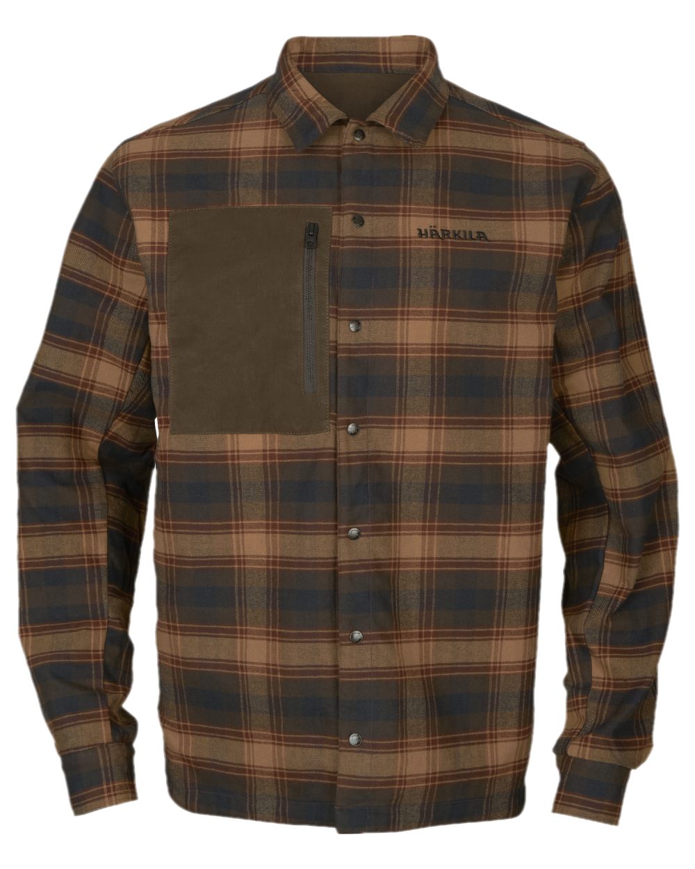 Dark Warm Olive Burgundy Coloured Harkila Eirik Reversible Shirt Jacket on white background 