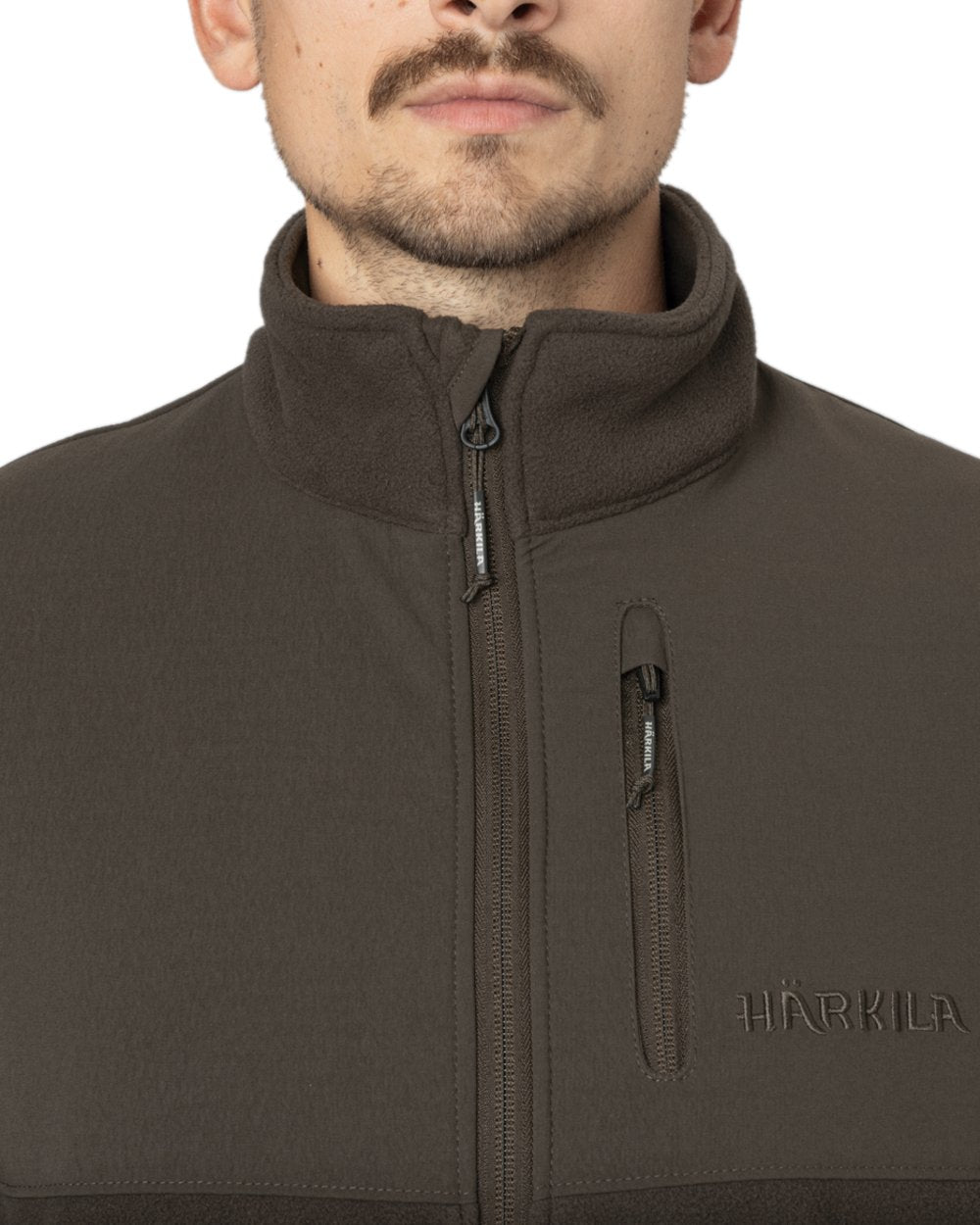 Shadow Brown Coloured Harkila Fjell Fleece Jacket on white background 