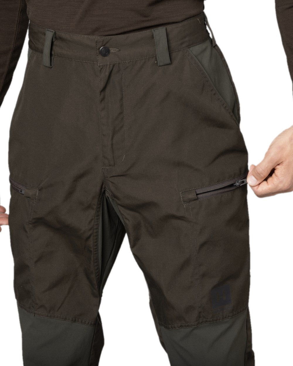 Shadow Brown Shadow Grey Coloured Harkila Fjell Trousers on white background 