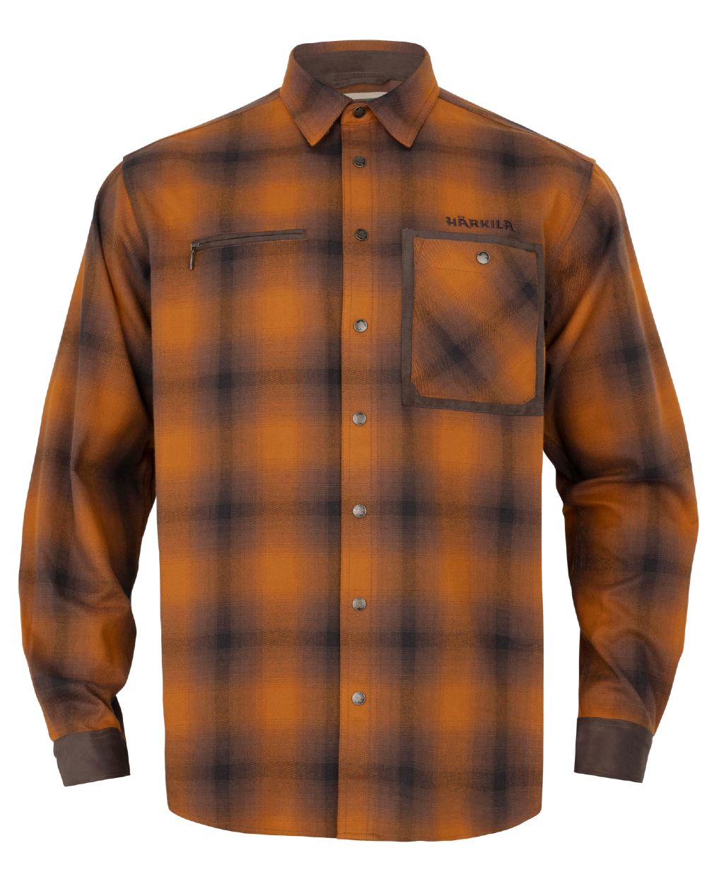 Maple Check coloured Harkila Folke Long Sleeve Shirt on white background 
