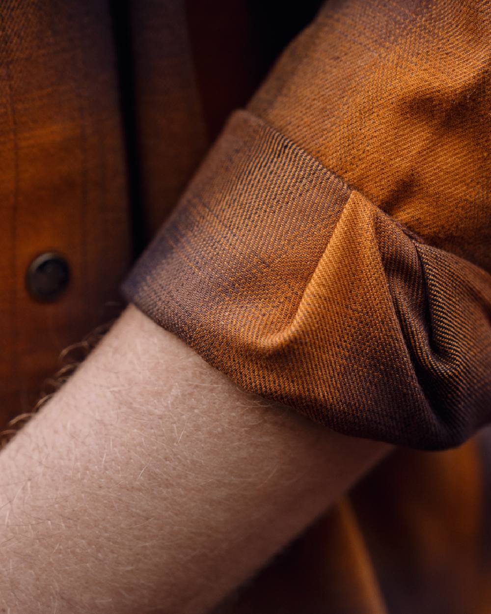 Maple Check coloured Harkila Folke Long Sleeve Shirt sleeve close up 