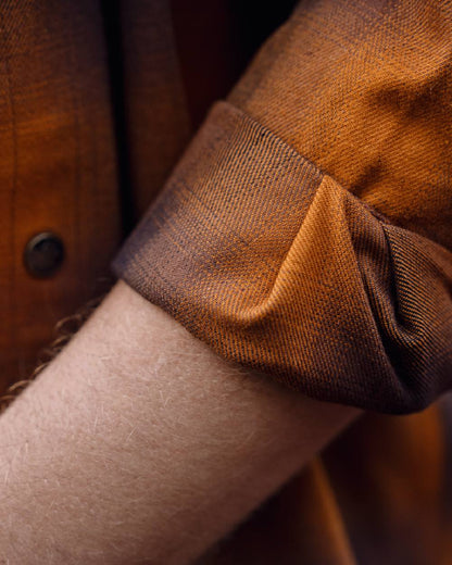 Maple Check coloured Harkila Folke Long Sleeve Shirt sleeve close up 