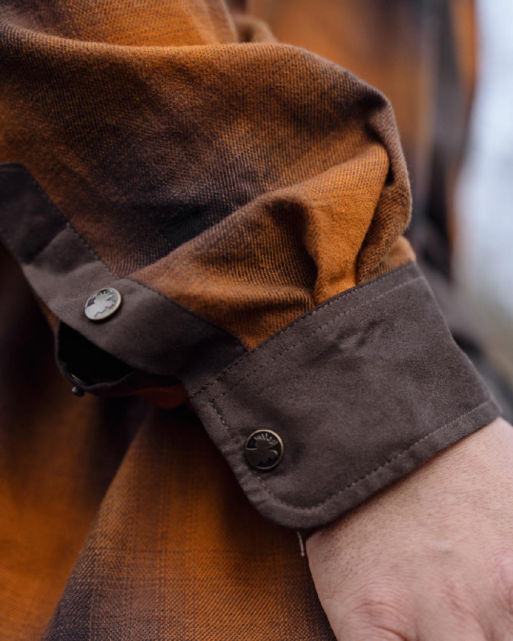 Maple Check coloured Harkila Folke Long Sleeve Shirt sleeve close up 