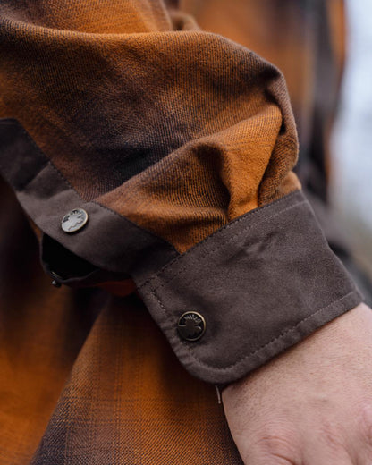 Maple Check coloured Harkila Folke Long Sleeve Shirt sleeve close up 