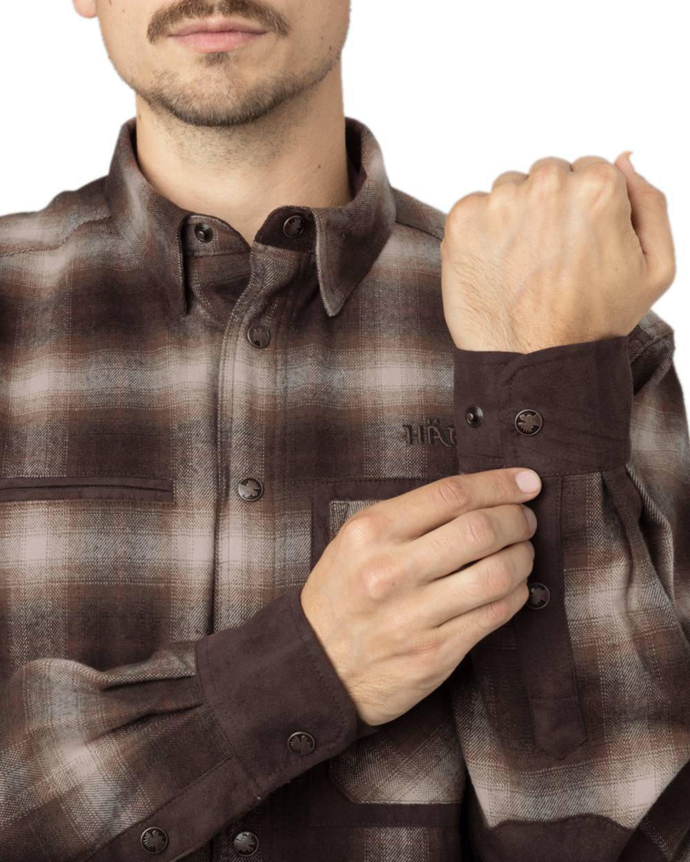 Burgundy Coloured Harkila Folke Shirt Jacket on white background 