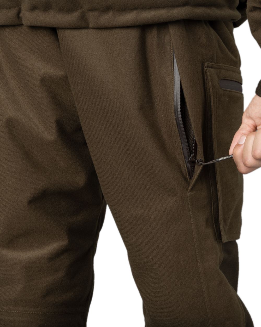 Hunting Green Shadow Brown Coloured Harkila Forest Hunter GTX Trousers on white background 