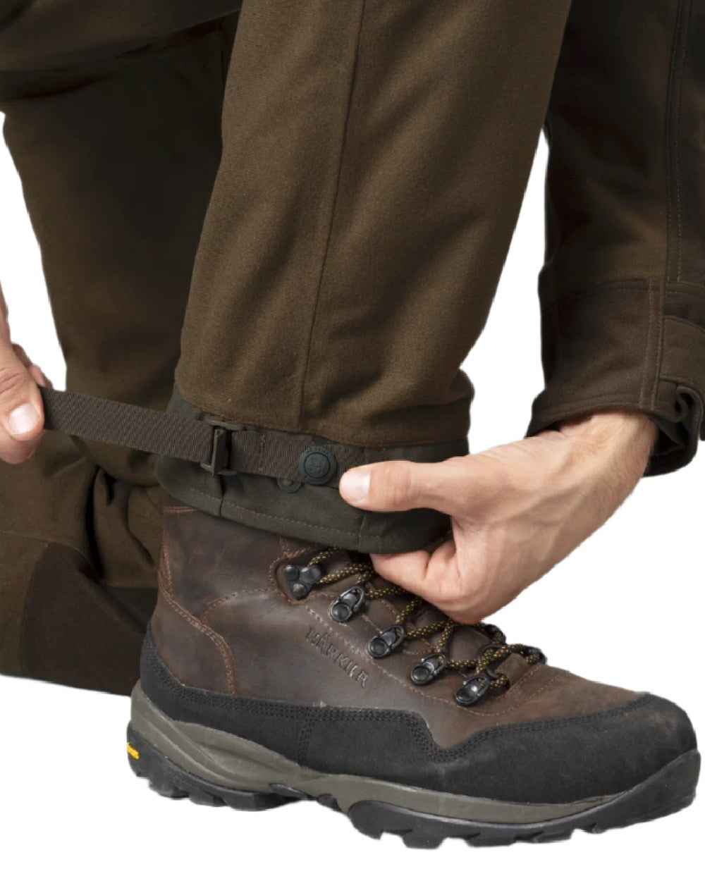 Hunting Green Shadow Brown Coloured Harkila Forest Hunter GTX Trousers on white background 