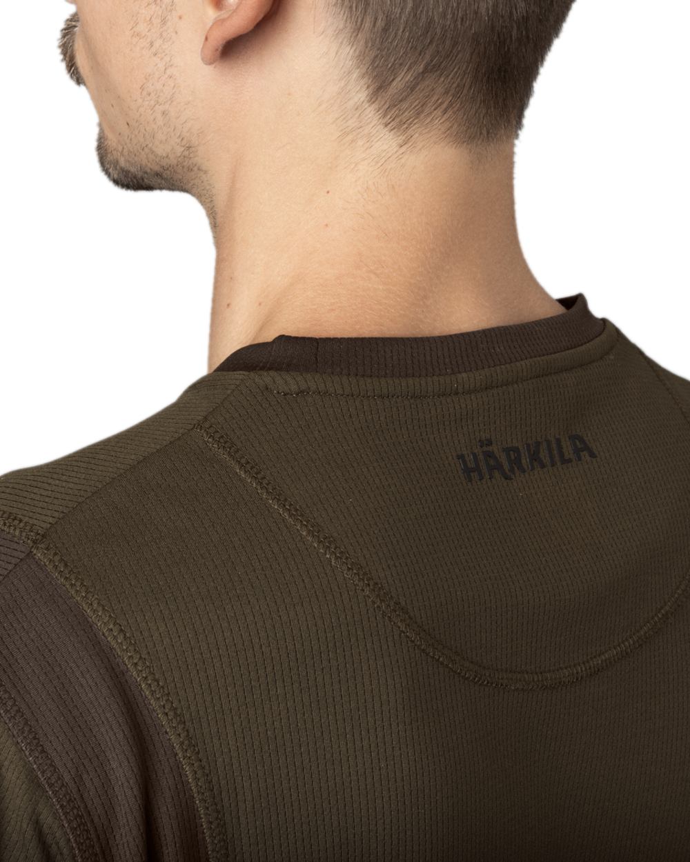 Hunting Green Shadow Brown Coloured Harkila Forest Hunter Long Sleeve T-Shirt on white background 