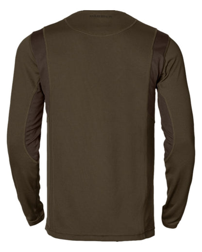 Hunting Green Shadow Brown Coloured Harkila Forest Hunter Long Sleeve T-Shirt on white background 