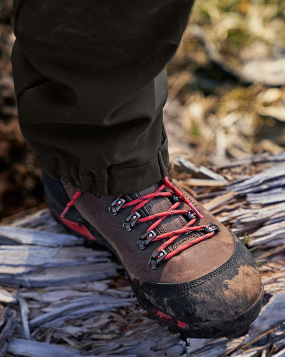 Dark Brown Coloured Harkila Forest Hunter Mid GTX Boots on outdoor background 