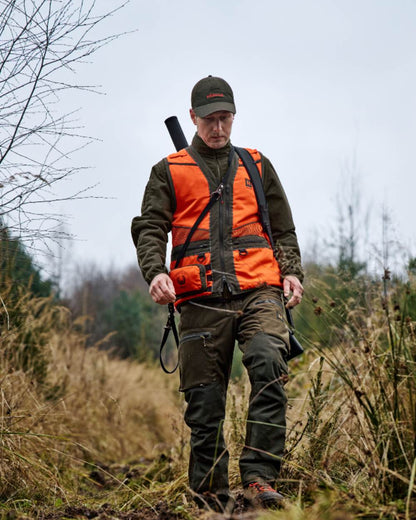 Hunting Green Shadow Brown Coloured Harkila Forest Hunter Pro GTX Trousers on outdoor background 