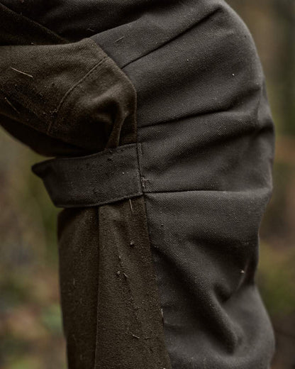 Hunting Green Shadow Brown Coloured Harkila Forest Hunter Pro GTX Trousers on outdoor background 