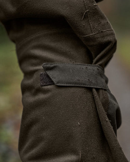 Hunting Green Shadow Brown Coloured Harkila Forest Hunter Pro GTX Trousers on outdoor background 