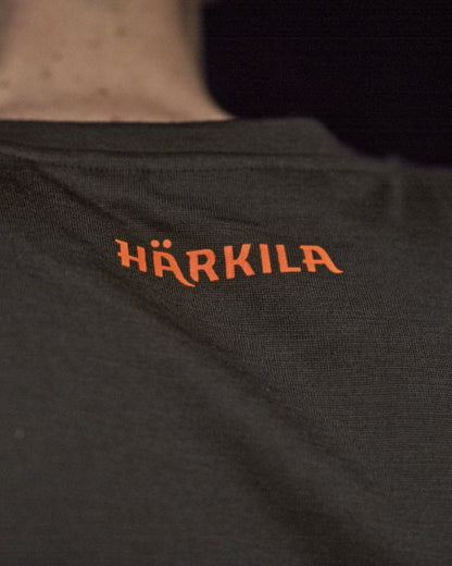 Shadow Brown Wildboar Coloured Harkila Game Long Sleeve T-Shirt on outdoor background 