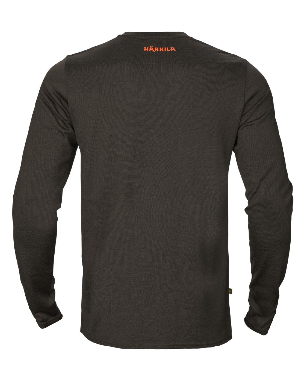 Shadow Brown Wildboar Coloured Harkila Game Long Sleeve T-Shirt on white background 
