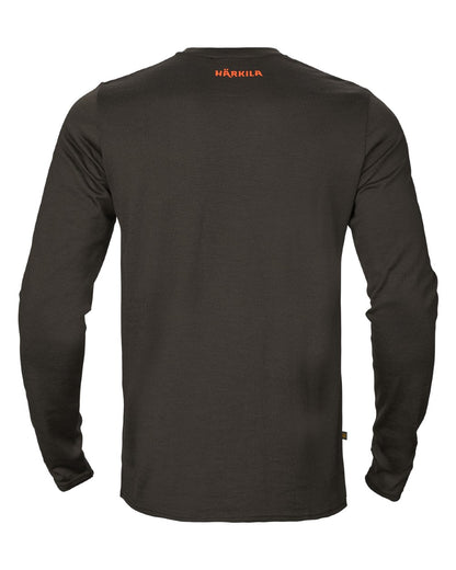 Shadow Brown Wildboar Coloured Harkila Game Long Sleeve T-Shirt on white background 