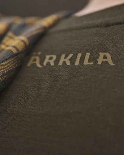 Willow Green Stag Coloured Harkila Game Long Sleeve T-Shirt on outdoor background 
