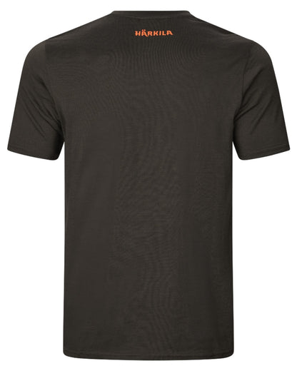 Shadow Brown Wildboar Coloured Harkila Game Short Sleeve T-Shirt on white background 