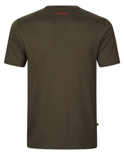 Willow Green Moose Coloured Harkila Game Short Sleeve T-Shirt on white background 