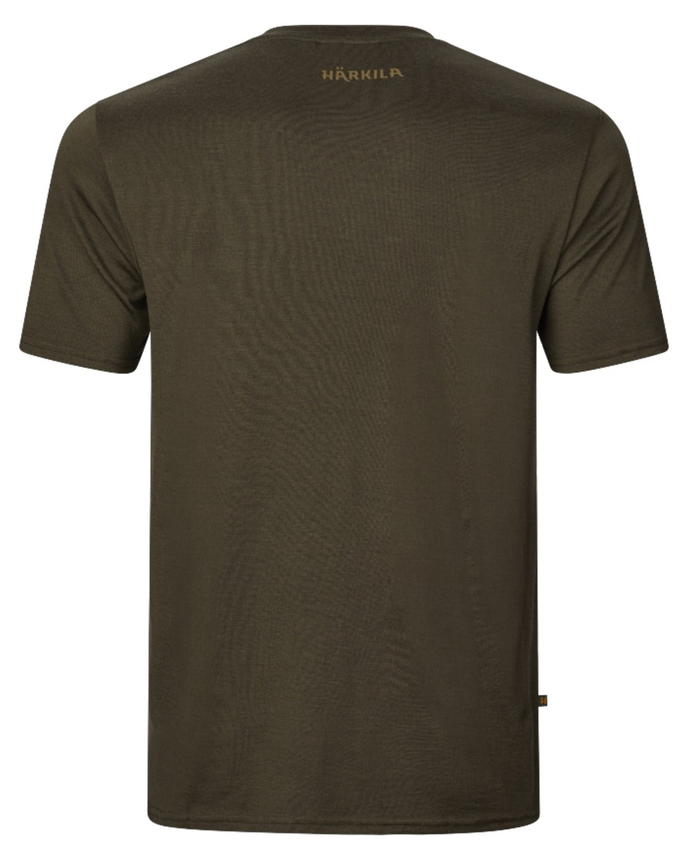 Willow Green Stag Coloured Harkila Game Short Sleeve T-Shirt on white background 