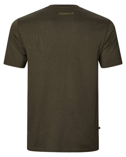 Willow Green Stag Coloured Harkila Game Short Sleeve T-Shirt on white background 