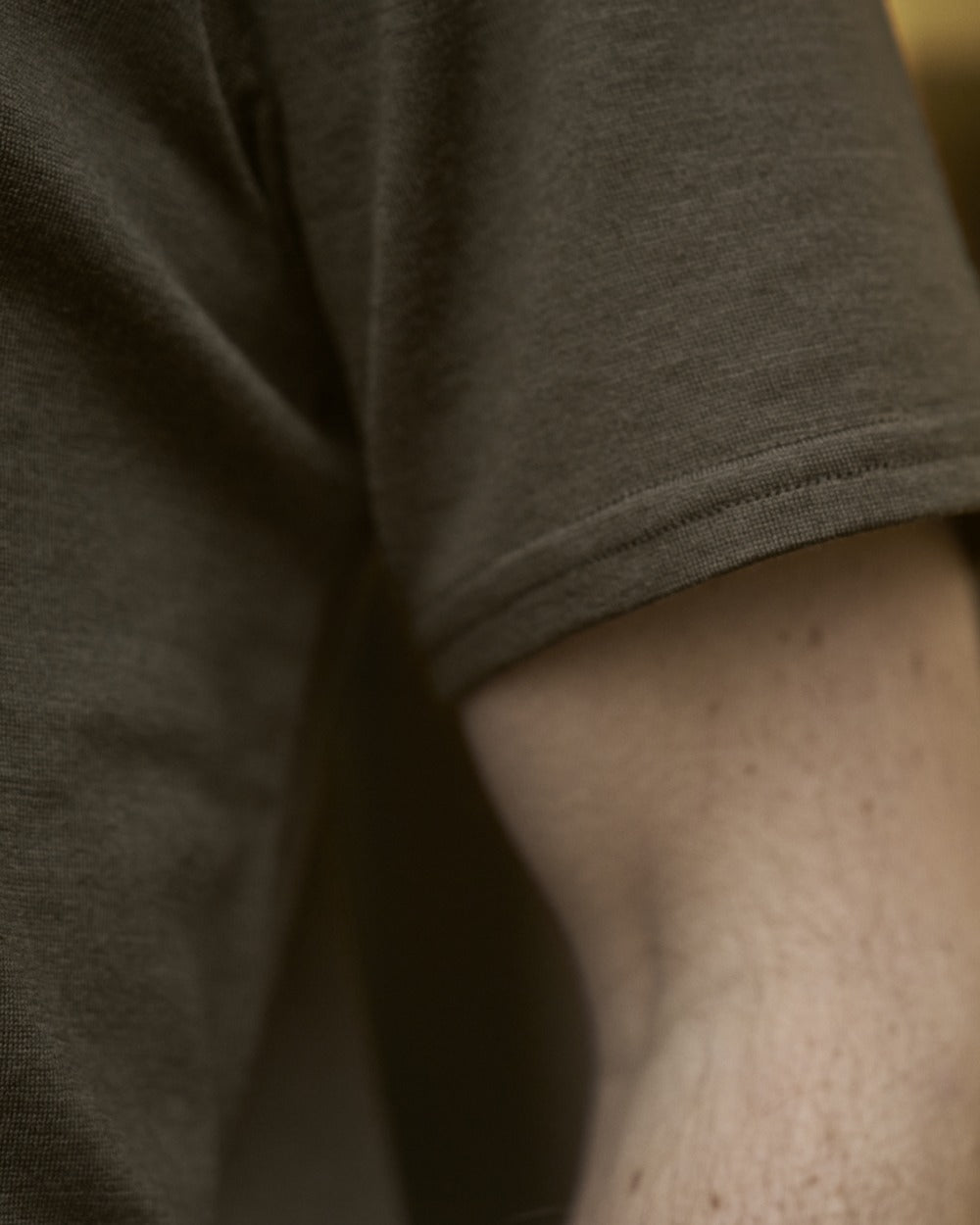 Willow Green Stag Coloured Harkila Game Short Sleeve T-Shirt on outdoor background 