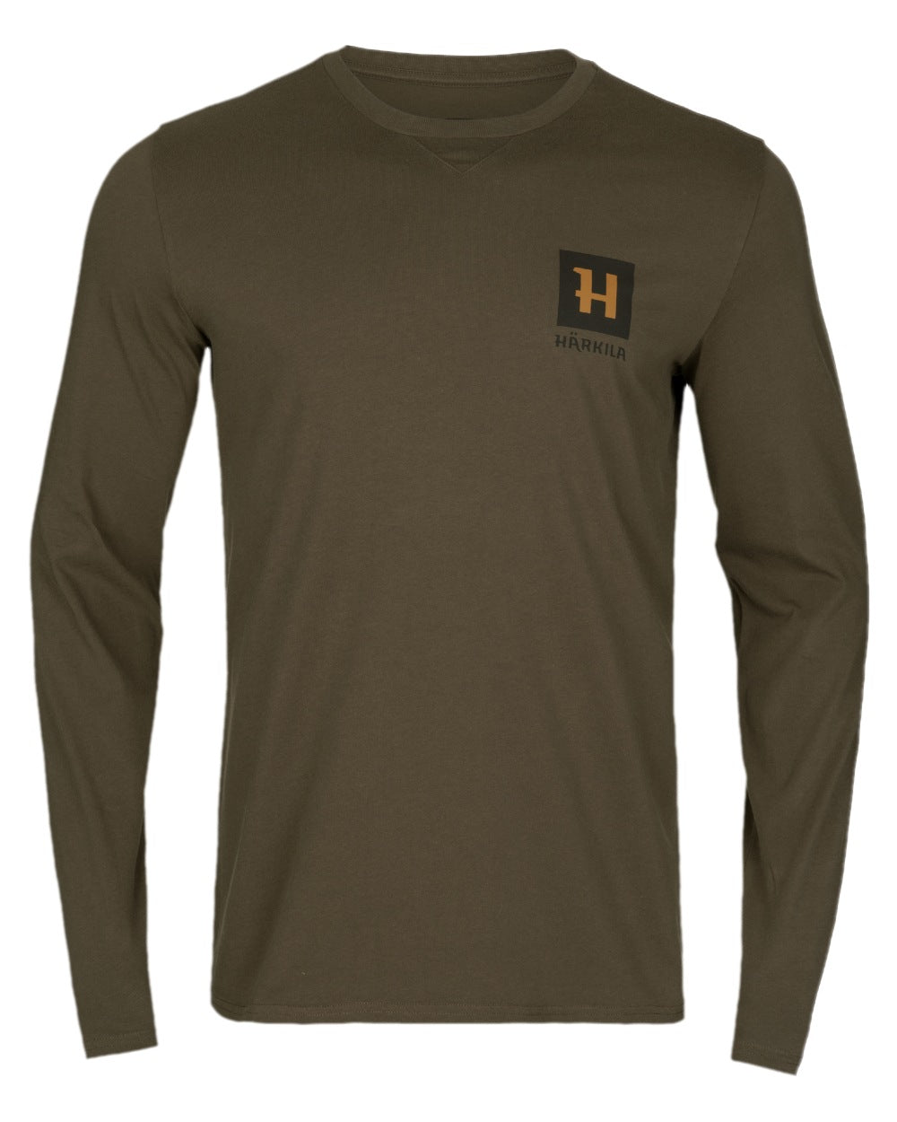 Willow Green Coloured Harkila Gorm Long Sleeve T-Shirt on white background 