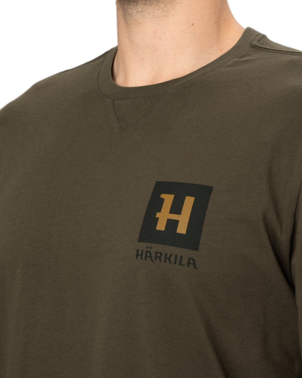 Willow Green Coloured Harkila Gorm Long Sleeve T-Shirt on white background 