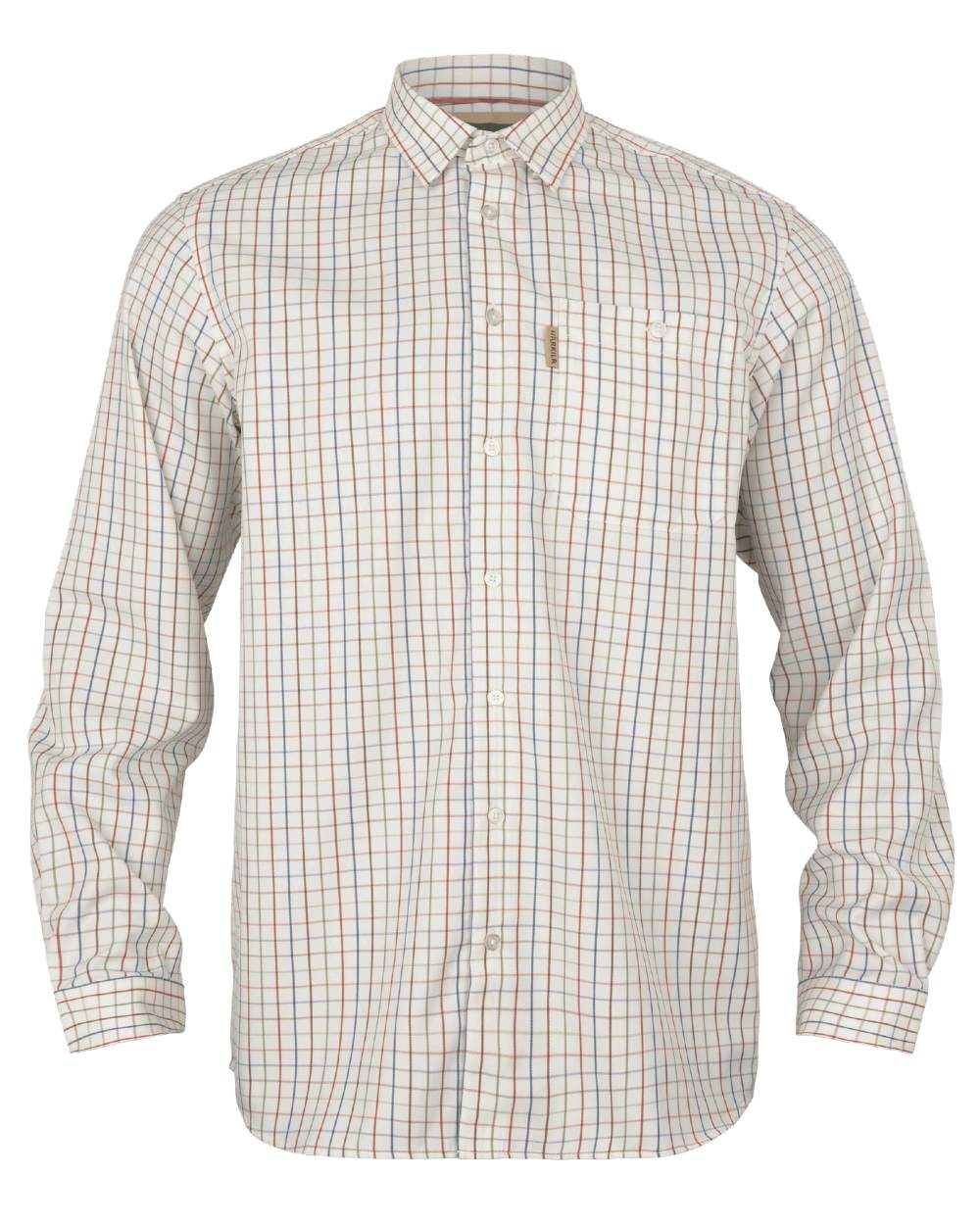 Arabian Spice Check coloured Harkila Haywood Wool Blend Long Sleeve Shirt on white background 
