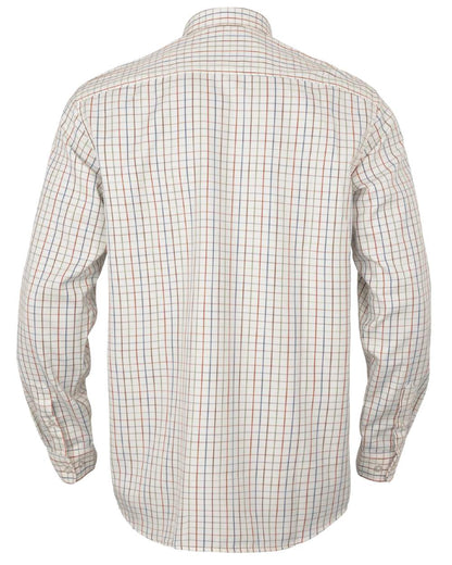 Arabian Spice Check coloured Harkila Haywood Wool Blend Long Sleeve Shirt on white background 