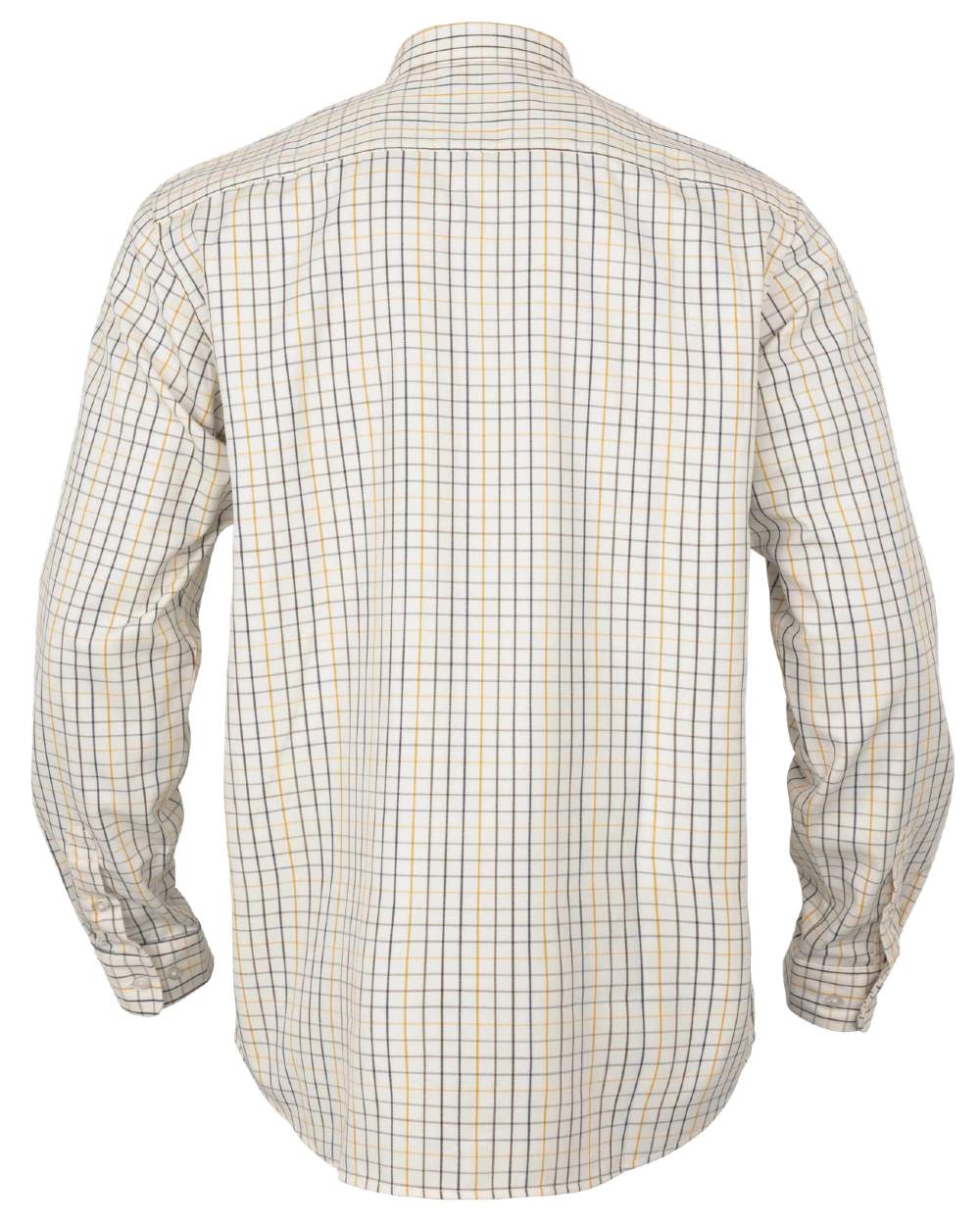 Arrowwood Yellow Check coloured Harkila Haywood Wool Blend Long Sleeve Shirt on white background 