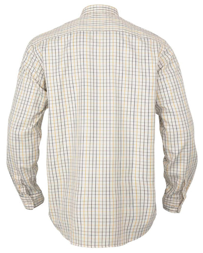 Arrowwood Yellow Check coloured Harkila Haywood Wool Blend Long Sleeve Shirt on white background 