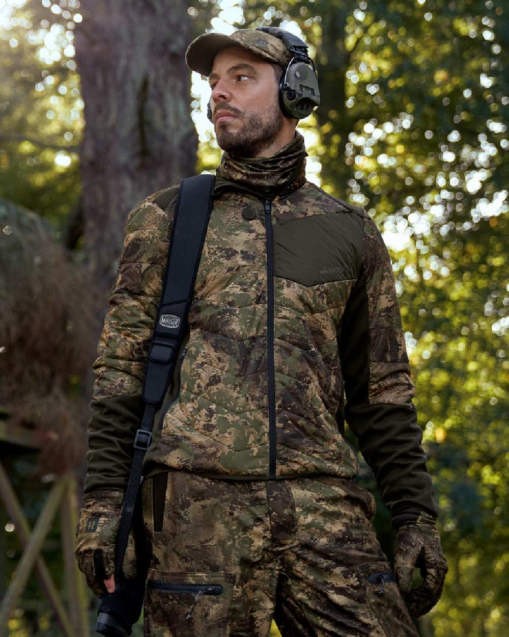 AXIS Forest Coloured Harkila Heat Camo Jacket on forest background 