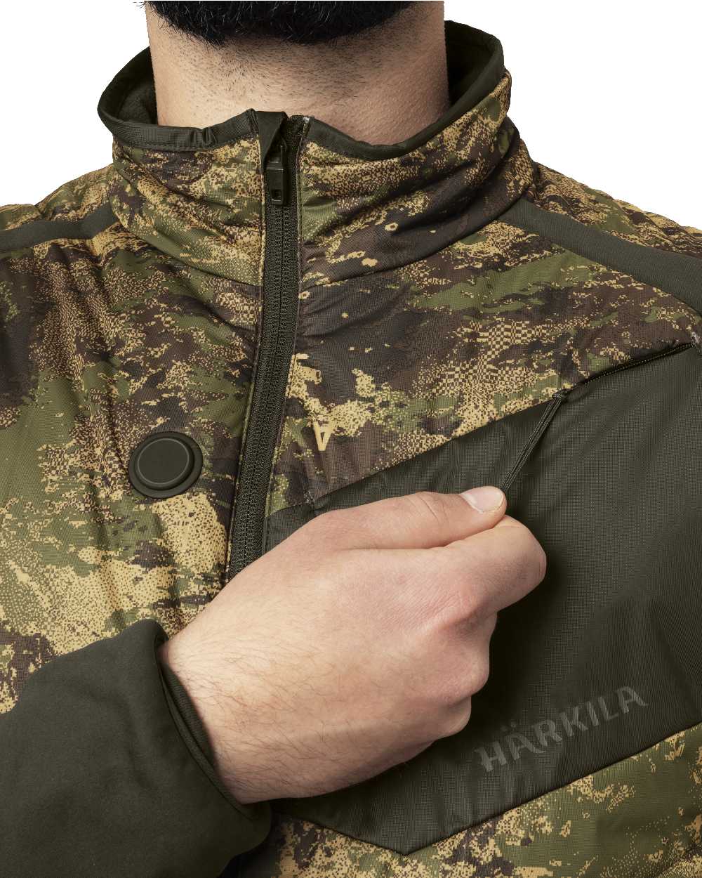 Axis Forest coloured Harkila Heat Camo Jacket on white background 