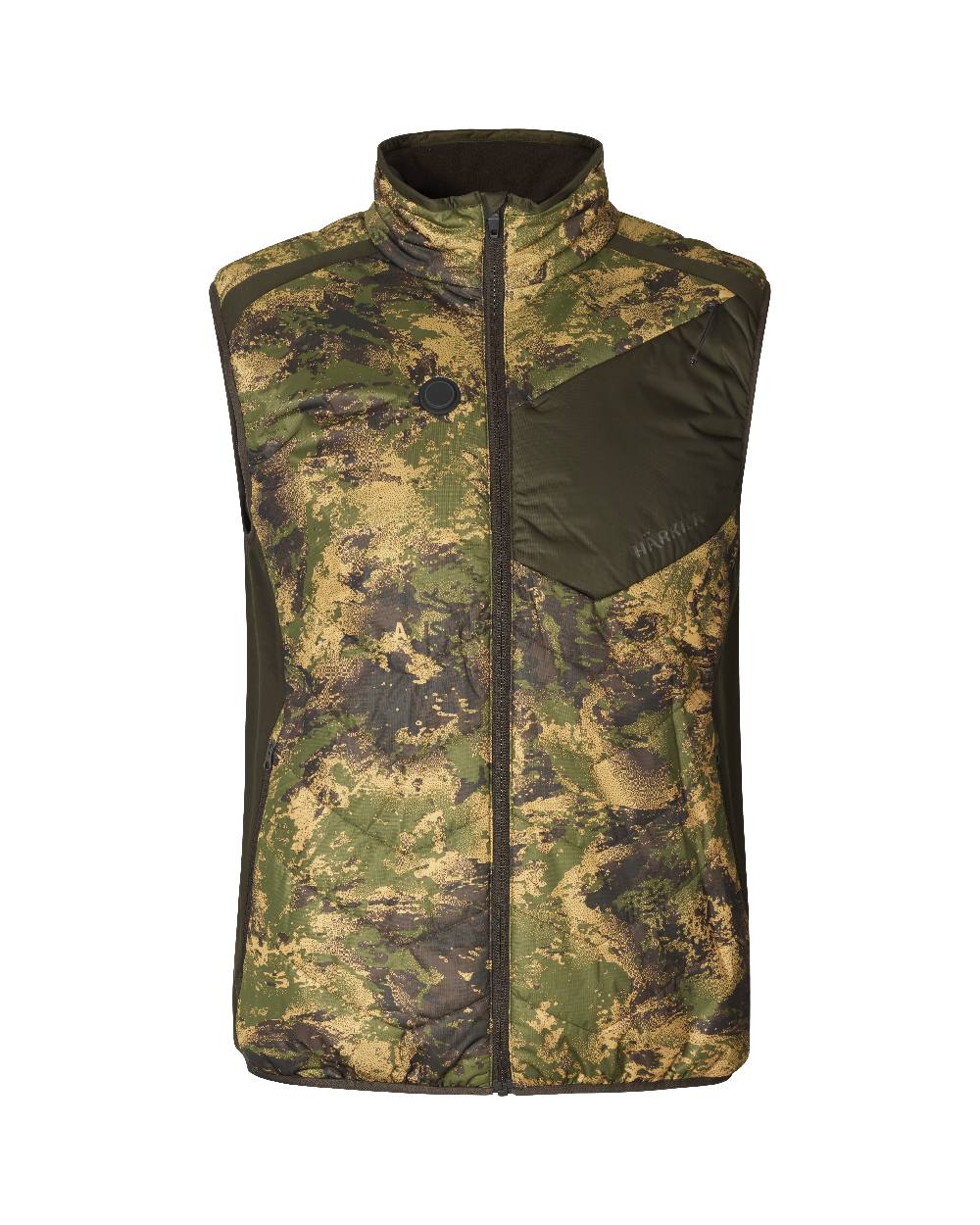 Axis Forest coloured Harkila Heat Camo Waistcoat on white background 