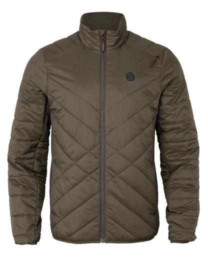 Willow Green Shadow Brown coloured Harkila Heat Insulated Jacket on white background 