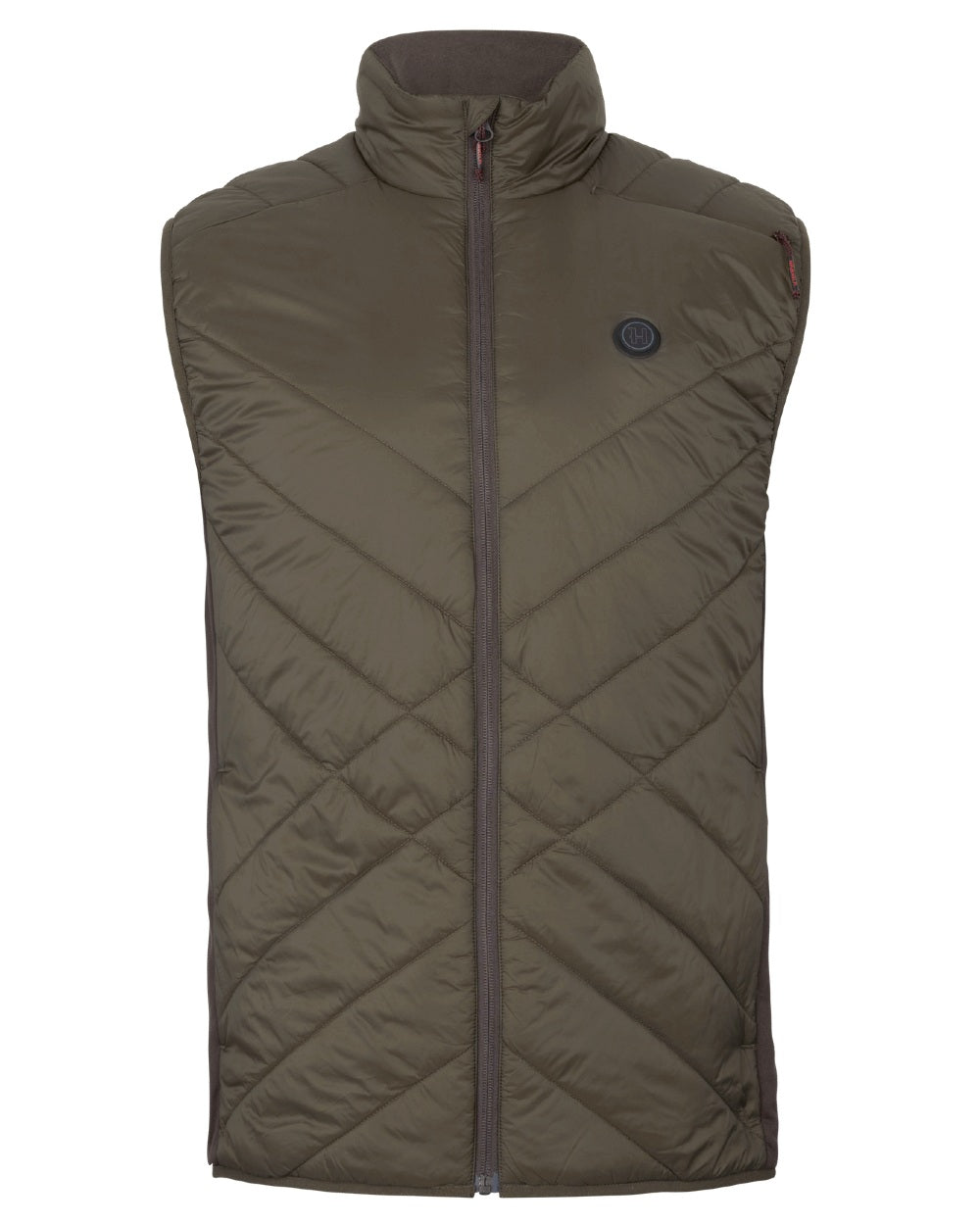 Willow Green Shadow Brown Coloured Harkila Heat Insulated Waistcoat on White Background 