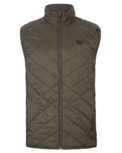 Willow Green Shadow Brown Coloured Harkila Heat Insulated Waistcoat on White Background 