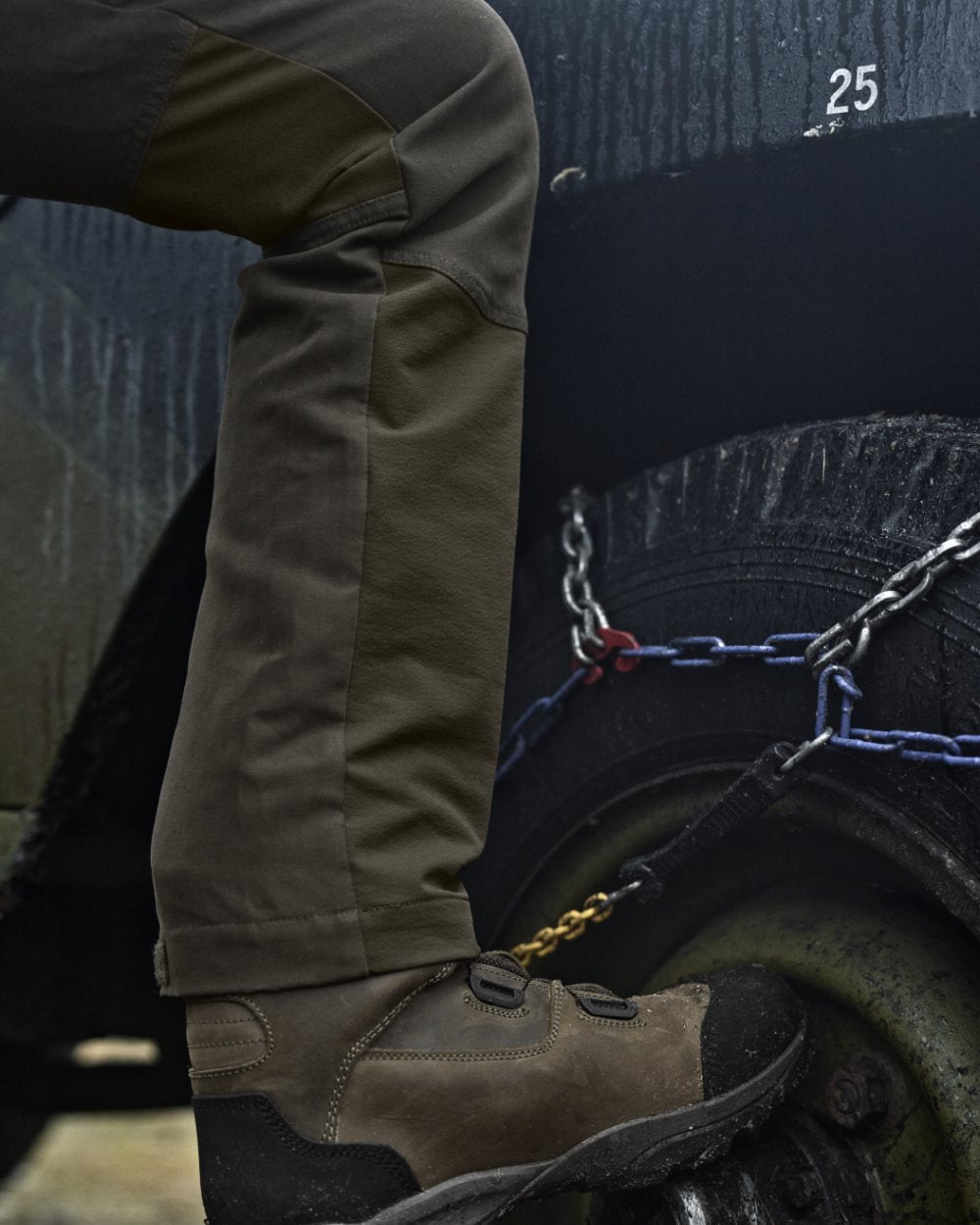 Willow Green Brown Coloured Harkila Hill Trousers on outdoor background 