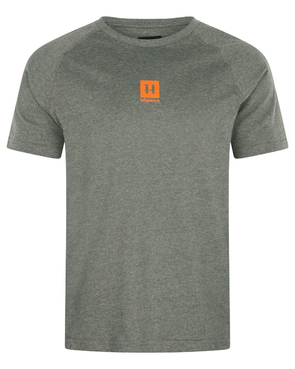 Green Melange coloured Harkila Instinct Short Sleeve T-Shirt on white background 