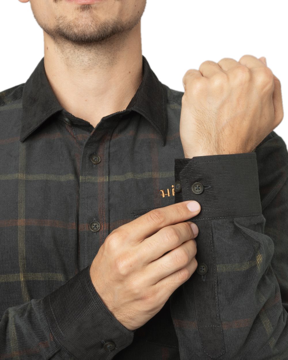 Phantom Coloured Harkila Kaldfjord Corduroy Check Shirt on white background 