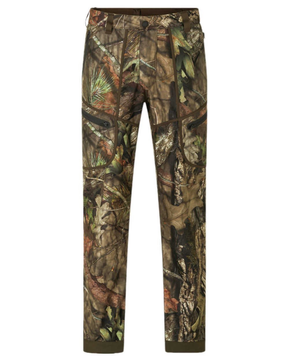 Hunting Green MossyOak Coloured Harkila Kamko Camo Reversible WSP Trousers on white background 