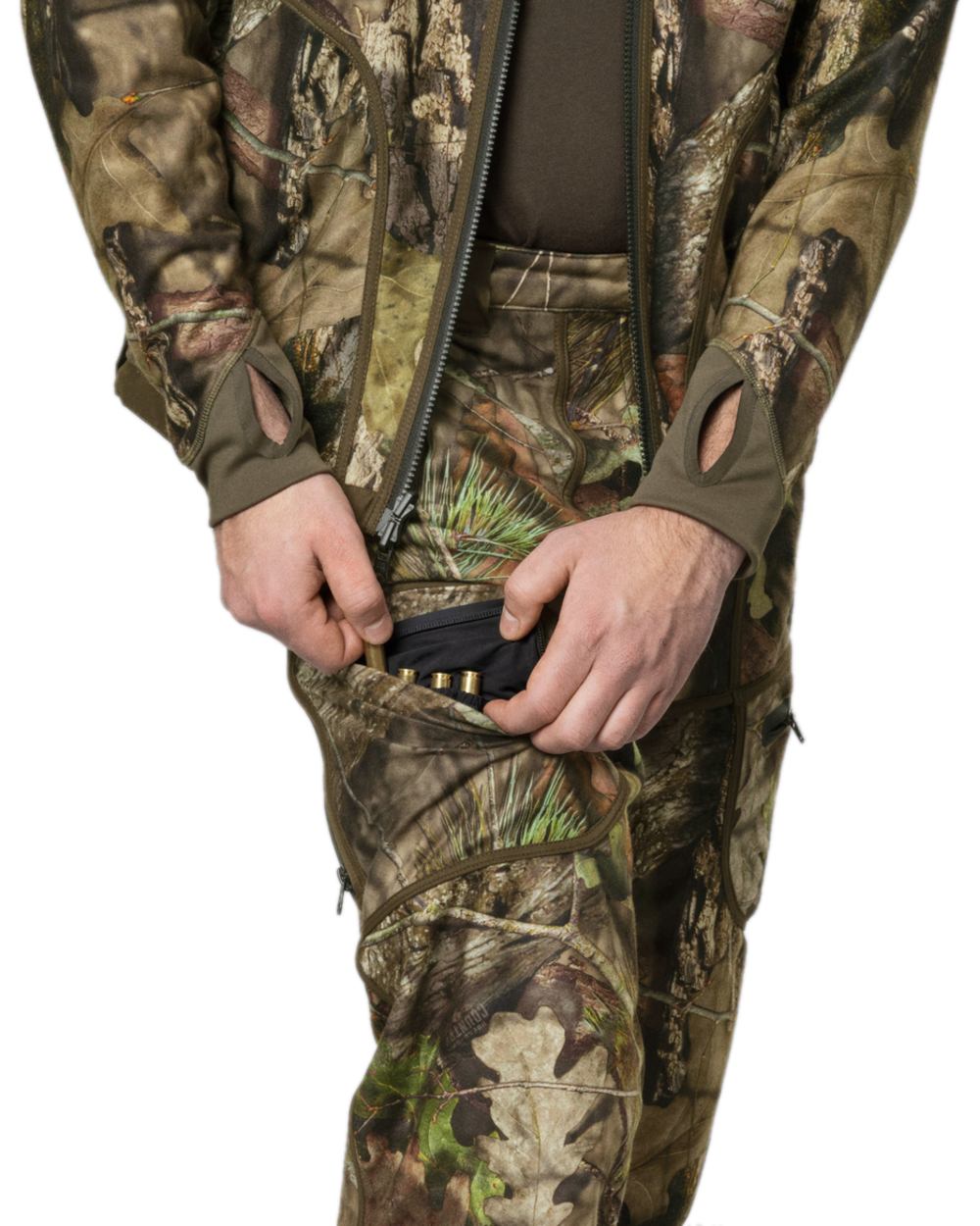 Hunting Green MossyOak Coloured Harkila Kamko Camo Reversible WSP Trousers on white background 